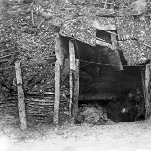 Captured German dugout, Western Front, WW1