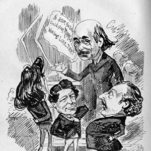 Caricature of Dion Boucicault and three other actors