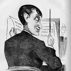 Caricature of Edward Solomon, conductor and composer