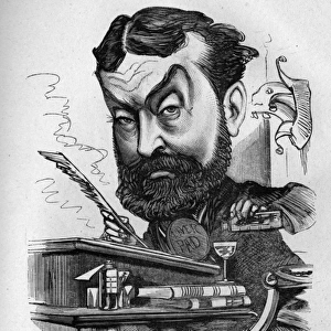 Caricature of George Robert Sims, English writer