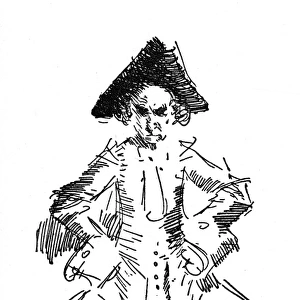 Caricature by Phil May of an Actor in 17th century costume