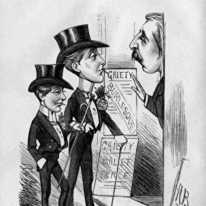 Caricature, two Princes and John Hollingshead, manager