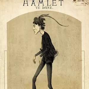 Caricatured Hamlet on a music sheet