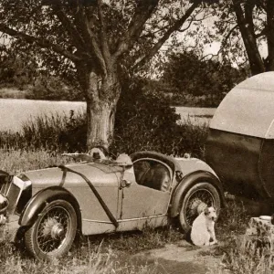 Carol Goodner, actress, outside her caravan