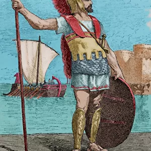 Carthaginian soldier. Engraving by Serra. Later colouration