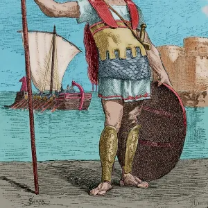 Carthaginian soldier. Engraving by Serra. Later colouration