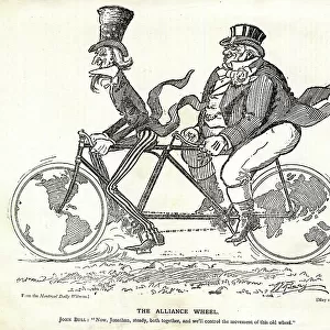 Cartoon, The Alliance Wheel, Uncle Sam and John Bull