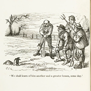 Cartoon of clay-diggers / peasants and mole