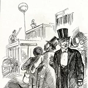 Cartoon, Drury Lane Theatre, London, with balloon