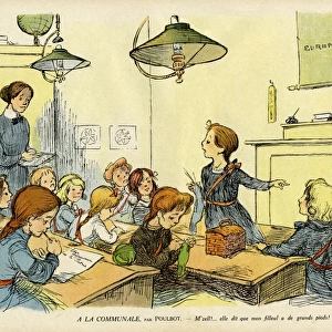 Cartoon, French classroom scene, WW1