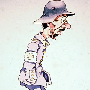 Cartoon of German soldier in a sketch book, WW1