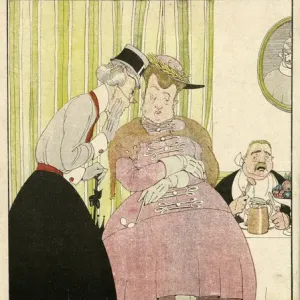 Cartoon, German women at Christmas, WW1 available as Framed Prints