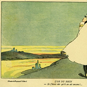 Cartoon, The gold of the Rhine, WW1
