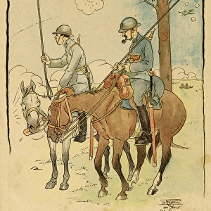 Cartoon, Two Horses, WW1