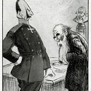 Cartoon, Kaiser Wilhelm and professor, WW1