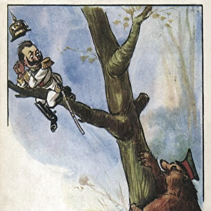Cartoon, Kaiser Wilhelm and Russian Bear, WW1