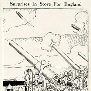 Cartoon, Krupps New Man-Throwing Howitzer, WW1