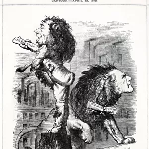 Cartoon, The Lancashire Lions (Disraeli and Gladstone)