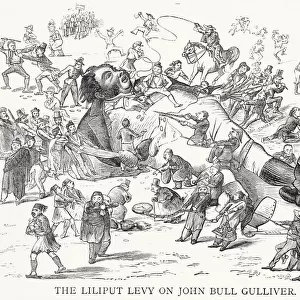 Cartoon, The Liliput Levy on John Bull Gulliver