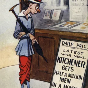 Cartoon on postcard, Kitchener news, WW1