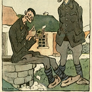 Cartoon, Present of tobacco, WW1
