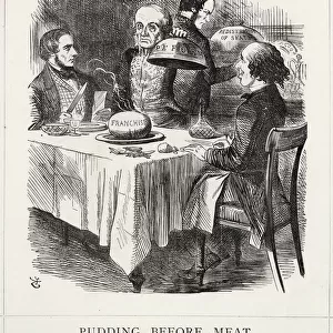 Cartoon, Pudding Before Meat (Russell and Reform)