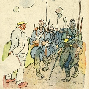 Cartoon, Victory singing, WW1