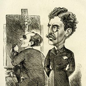 Cartoon, A W Pinero and Sir Squire Bancroft