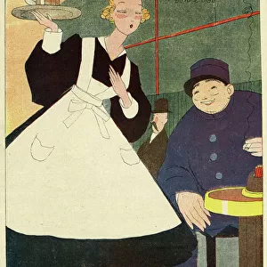 Cartoon, Waitress, WW1