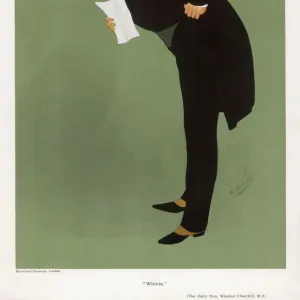 Cartoon of Winston Churchill, British statesman