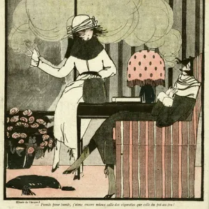 Cartoon, Women and cigarette smoke