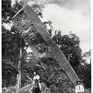 Carved stone pillar of Mayan Calendar, Quirigua, Guatemala
