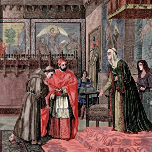 Castile. Interview between Queen Isabella I of Castille (145