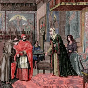 Castile. Interview between Queen Isabella I of Castille (145