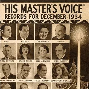 Catalogue cover, His Masters Voice records, December 1934