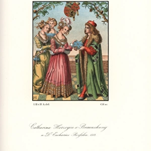 Catherine of Brunswick-Wolfenbuttel receiving a book