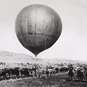 Cattle Pulling a Balloon Cart and Soldiers on Horses by ?