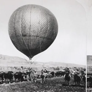 Cattle Pulling a Balloon Cart and Soldiers on Horses by ?