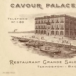 The Cavour Palace Hotel, Siracusa, Sicily, Italy - Proprietor E. Coppa - Bathrooms (and radiators!) available. Date: circa 1907