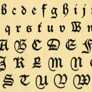 Caxton alphabet, upper and lower case A-Z