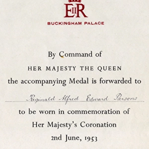 Certificate from Buckingham Palace