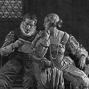 Cervantes reads his La Galatea to his wife Dona Catalina