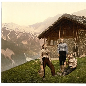 Champery, a woman of Champery, Valais, Alps of, Switzerland