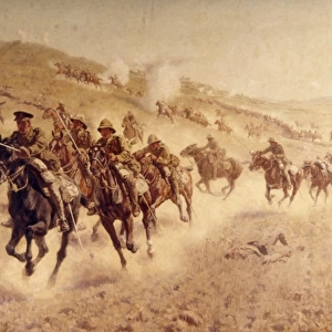 Charge of the mounted brigade at El-Mughar, WW1