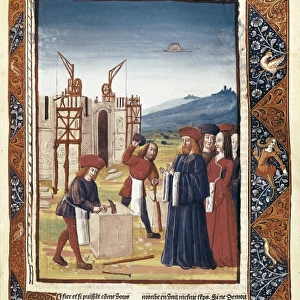 Charlemagne visiting the construction works of