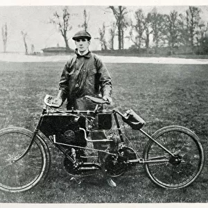 Charles Jarrott with early racing motor bicycle