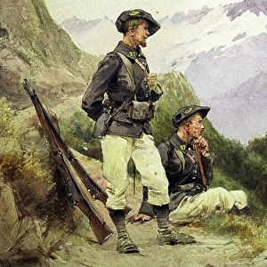 Two Chasseurs of 27e Battalion de Chassuers Alpins resting