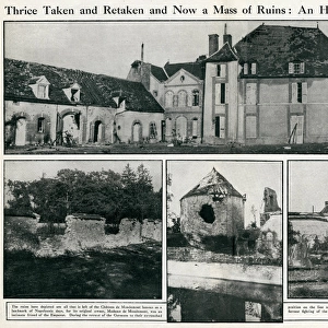 Chateau de Mondemont, France, in ruins during WW1
