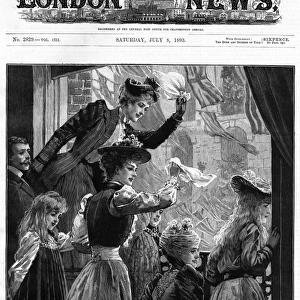 Cheering citizens hail passing royal bride, 1893