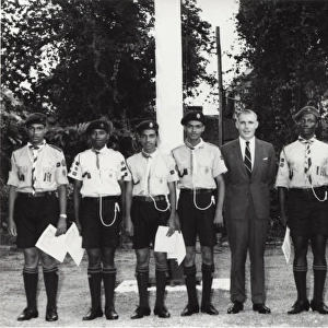 Chief Scout with seven new Queens Scouts, British Guyana